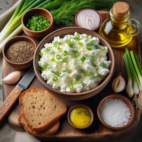 Curd spread with dill and spring onion.